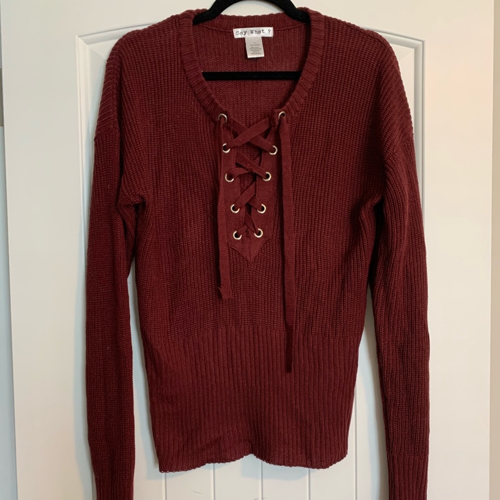 Burgundy knit sweater